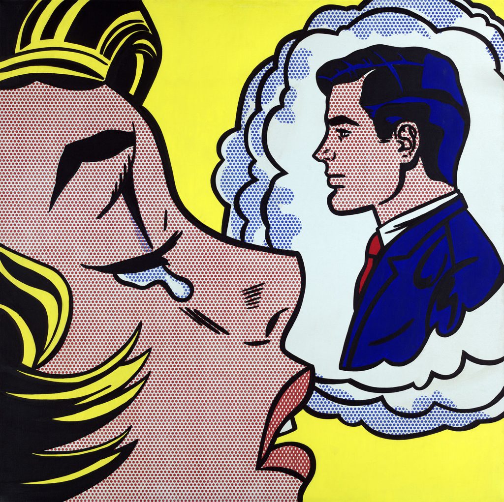 Roy Lichtenstein
Thinking of Him, 1963
Acrylic on canvas
Yale University Art Gallery, New Haven, Gift of Richard Brown Baker © Estate of Roy Lichtenstein/Bildrecht, Vienna 2024
Photo: Yale University Art Gallery, New Haven