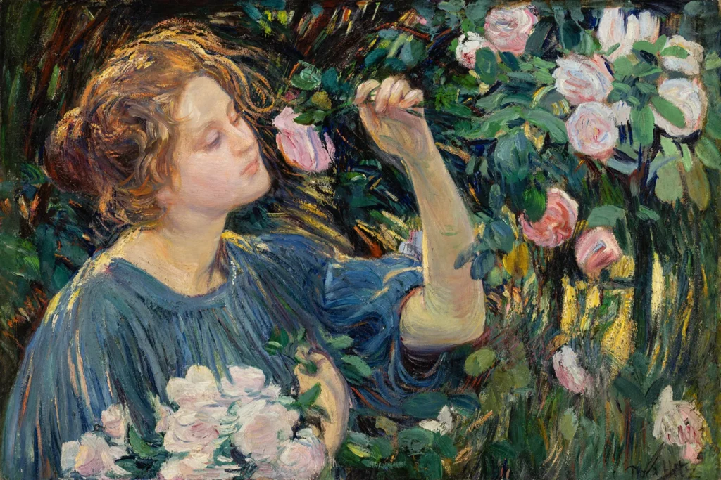 Dora Hitz “In the roses”, before 1913, oil on canvas, 63 × 95 cm, signed lower right: “Dora Hitz”
© Museum Wiesbaden, Inv. M 526