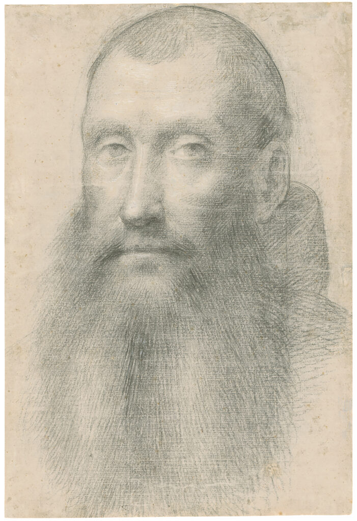 Fra Bartolommeo (Savignano near Prato 1472 - 1517 Florence), 
Portrait of a bearded monk, c. 1515, black chalk, heightened with white brush, 397 × 274 mm
© State Graphic Collection Munich, inv. no. 2157 Z